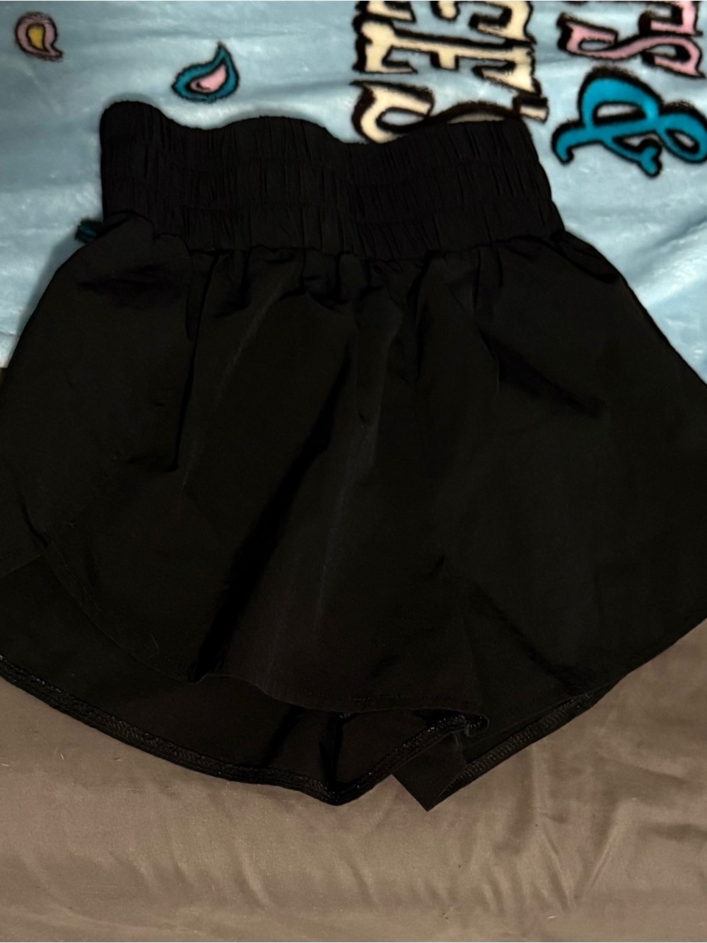 SHEIN Black High-Waist Smocked Athletic Shorts